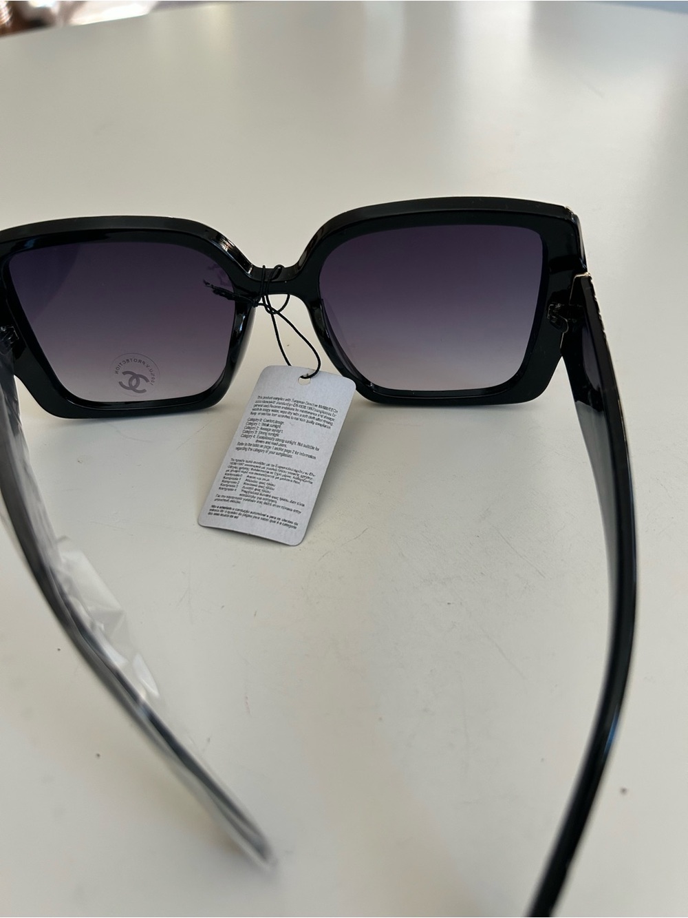 Black Sunglasses with Gold Trim and CC Logo - Picture 5 of 5
